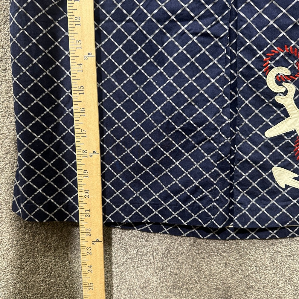 LL Bean A Line Skirt Size 12 Blue Nautical Anchor Embroidered Coastal Vacation - Picture 5 of 7